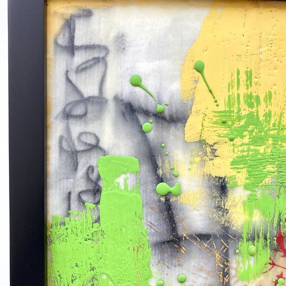 Coming Through Original Art Encaustic Wax Signed Painting Black Frame 9x11in - Picture 3 of 7